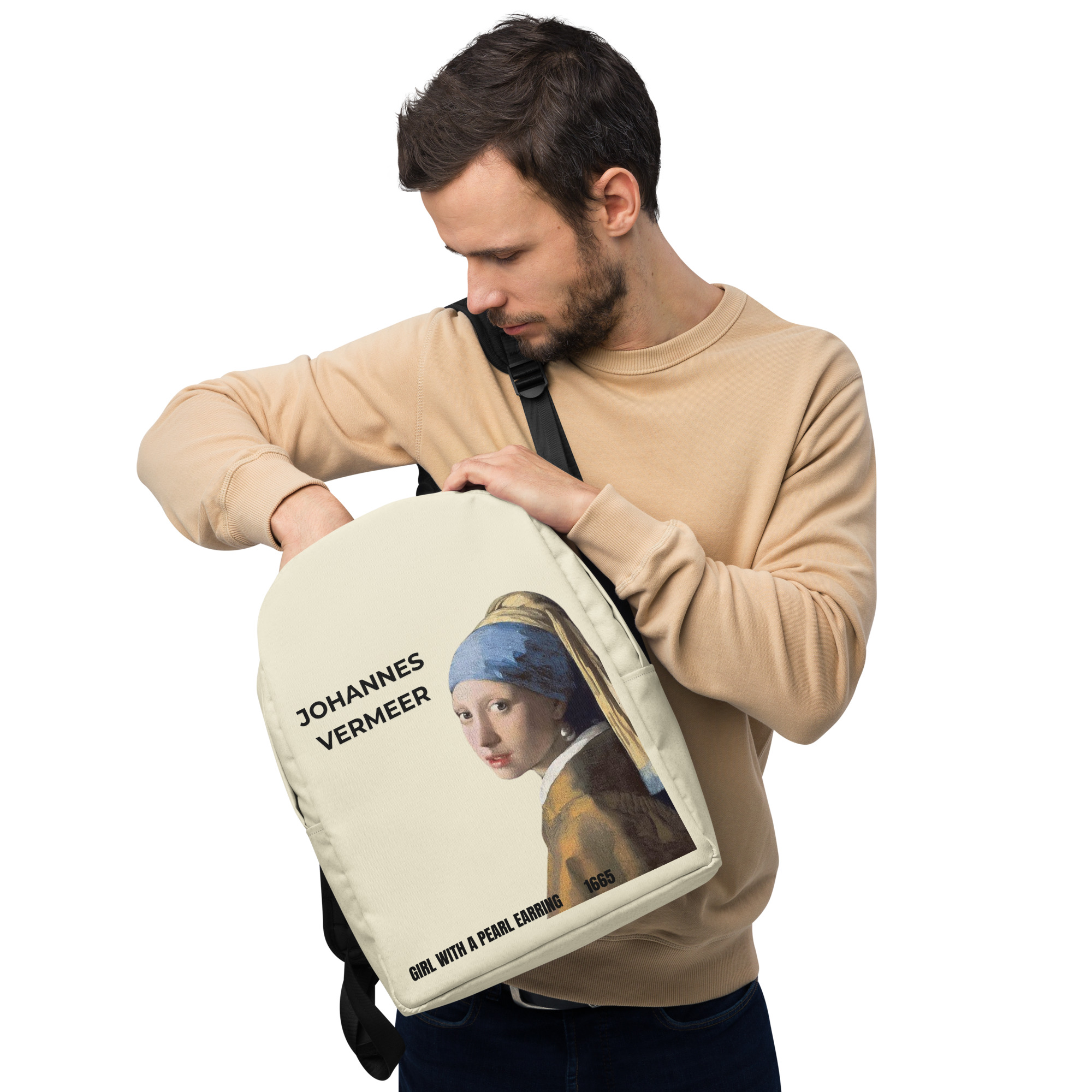 Girl with a Pearl Earring Minimalist Backpack - Image 3