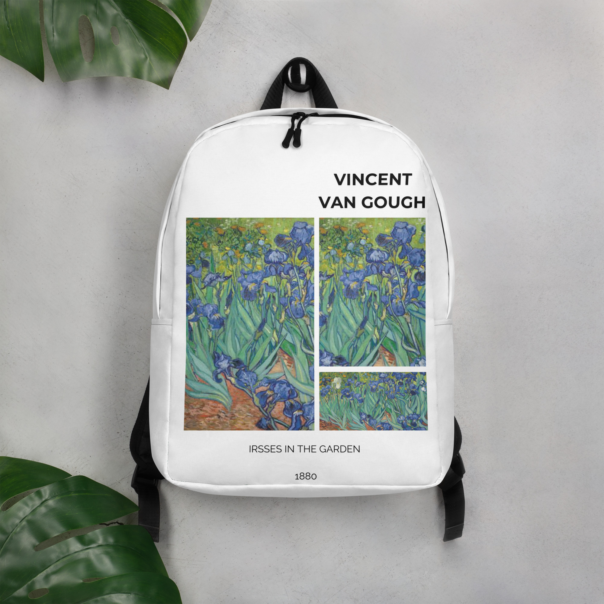 Irsses in the garden 1880Minimalist Backpack - Image 2