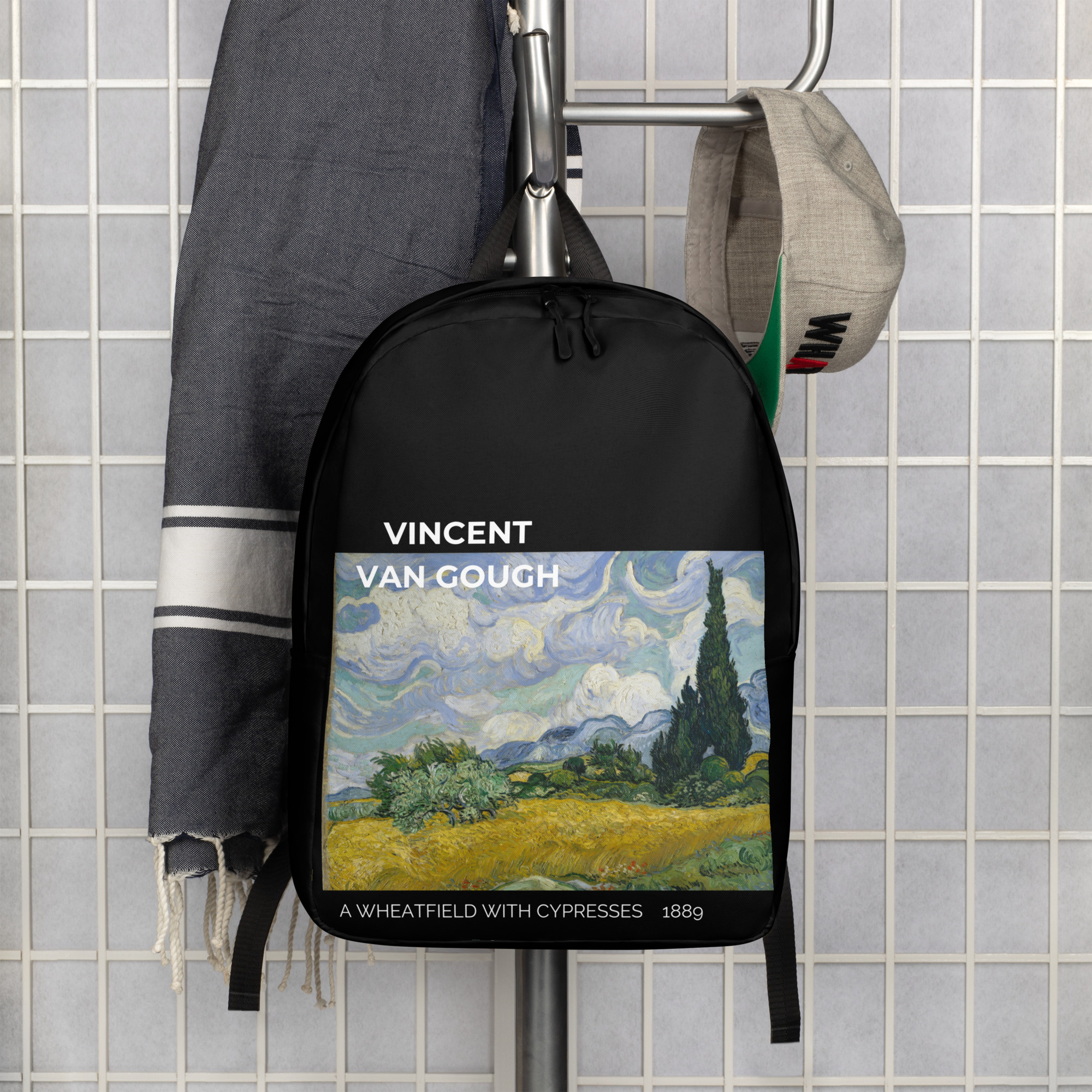 A Wheatfield with Cypresses Minimalist Backpack - Image 3