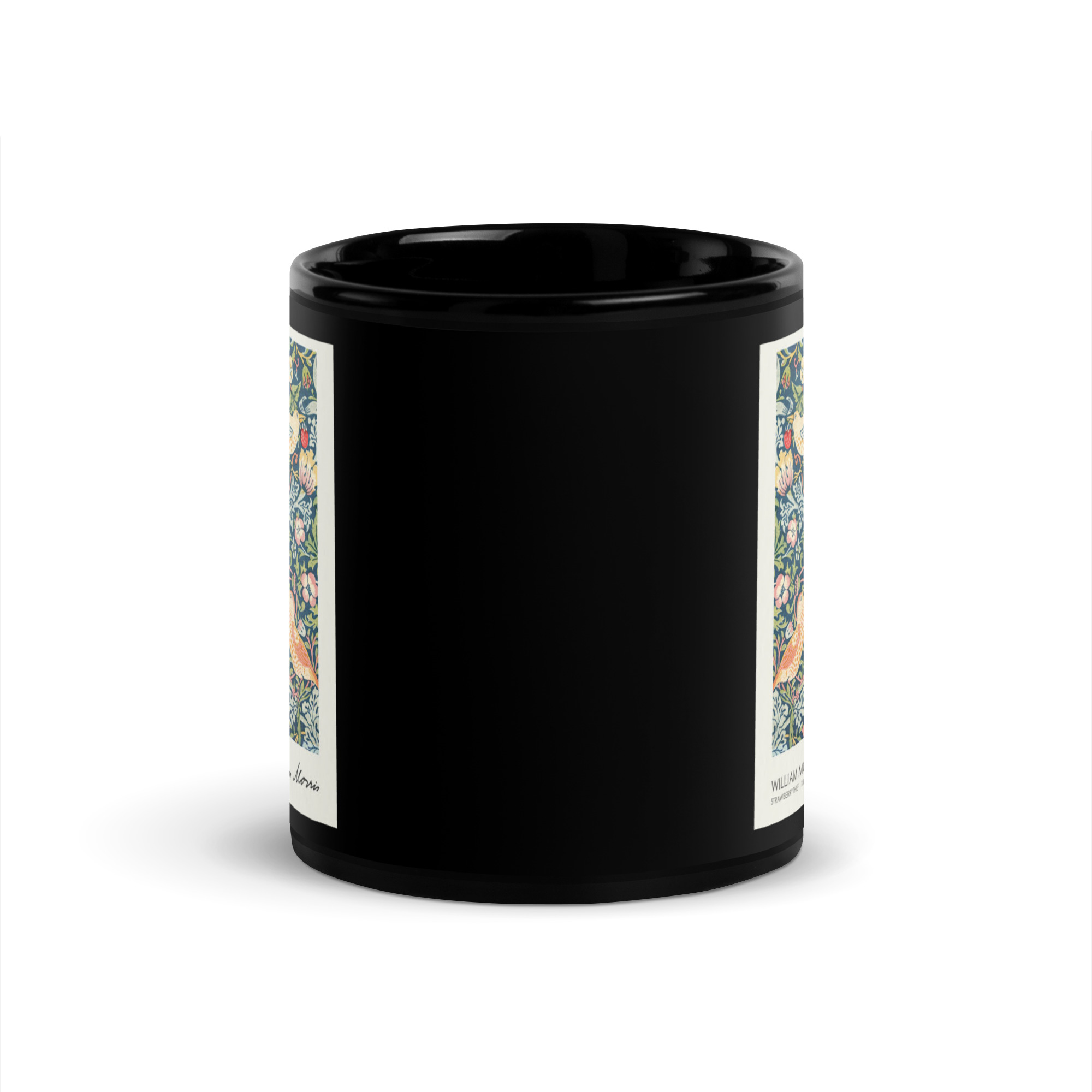 Strawberry Thief Black Glossy Mug - Image 3