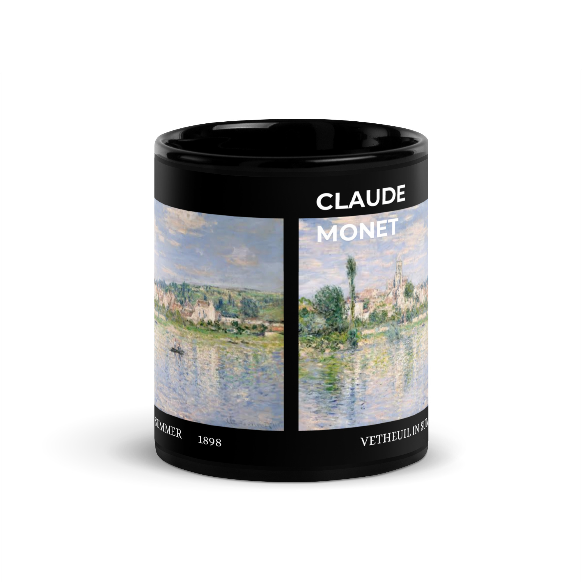Vetheuil in Summer Black Glossy Mug - Image 3