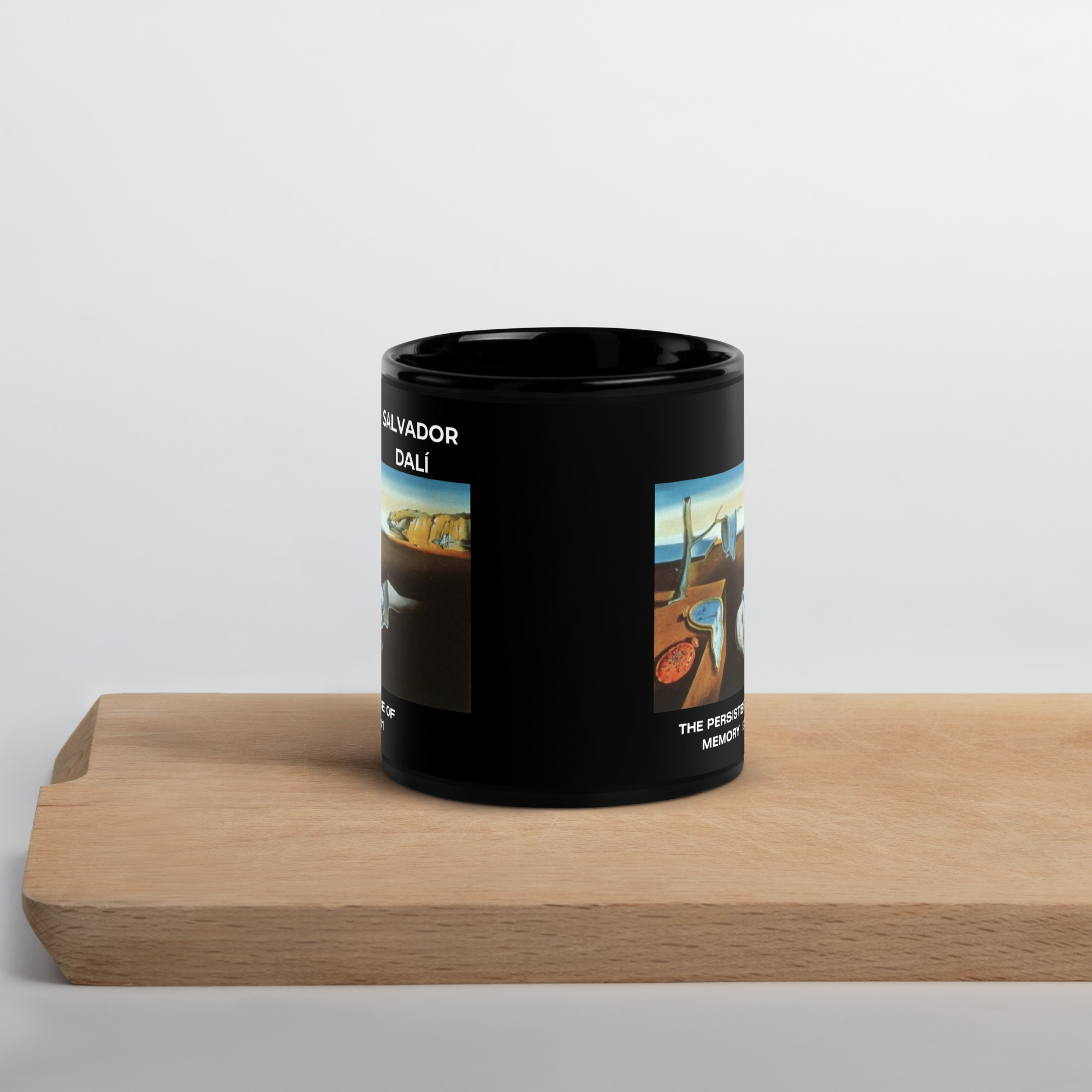 The Persistence of Memory Black Glossy Mug - Image 2