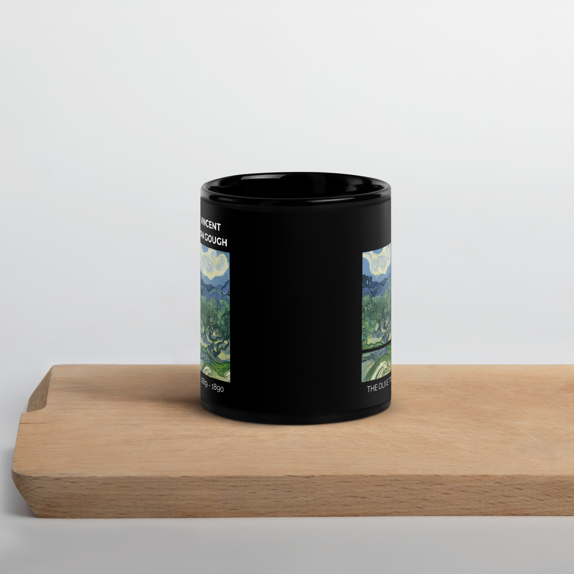 The Olive Trees 1889 - 1890 Black Glossy Mug - Image 2