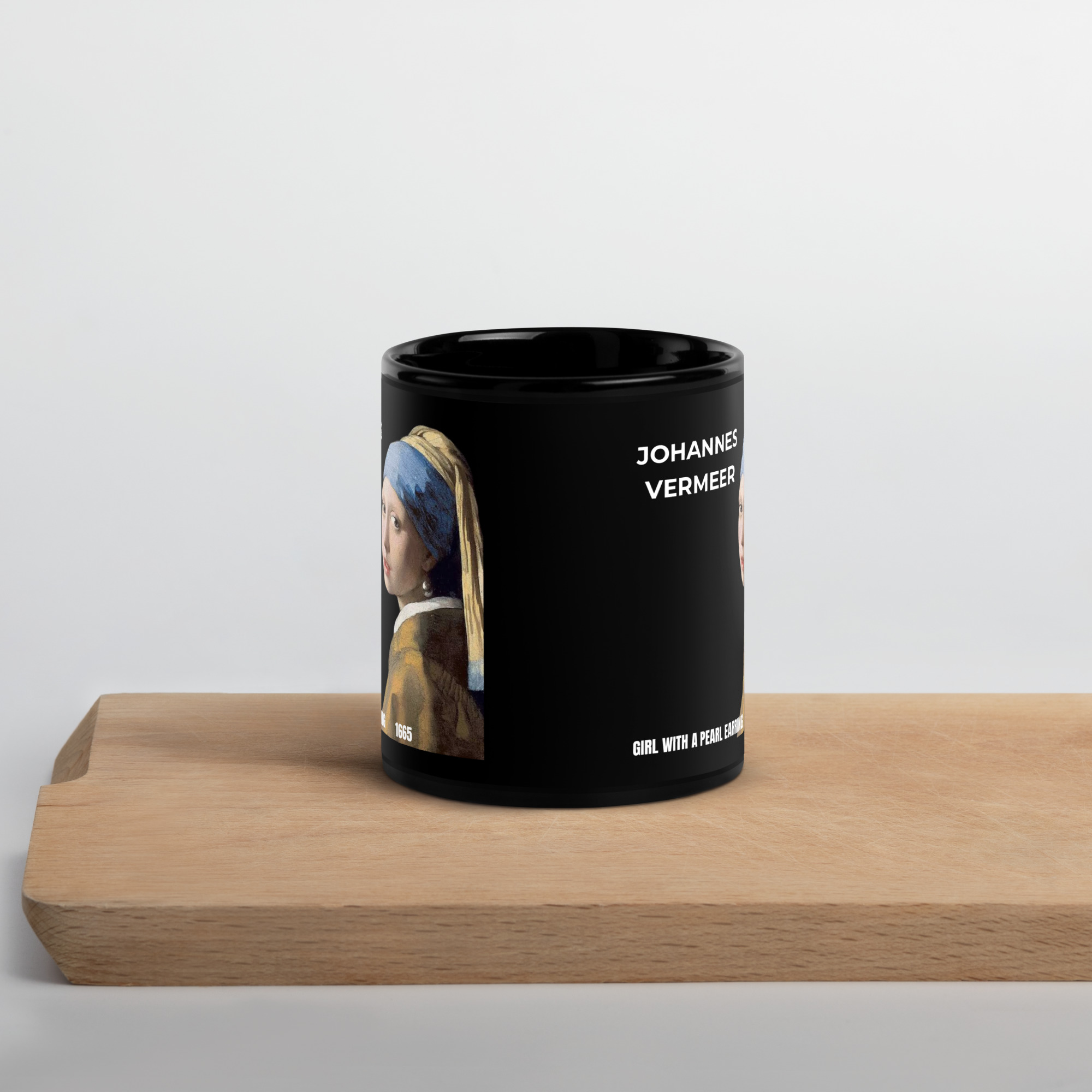 Girl with a Pearl Earring Black Glossy Mug - Image 2