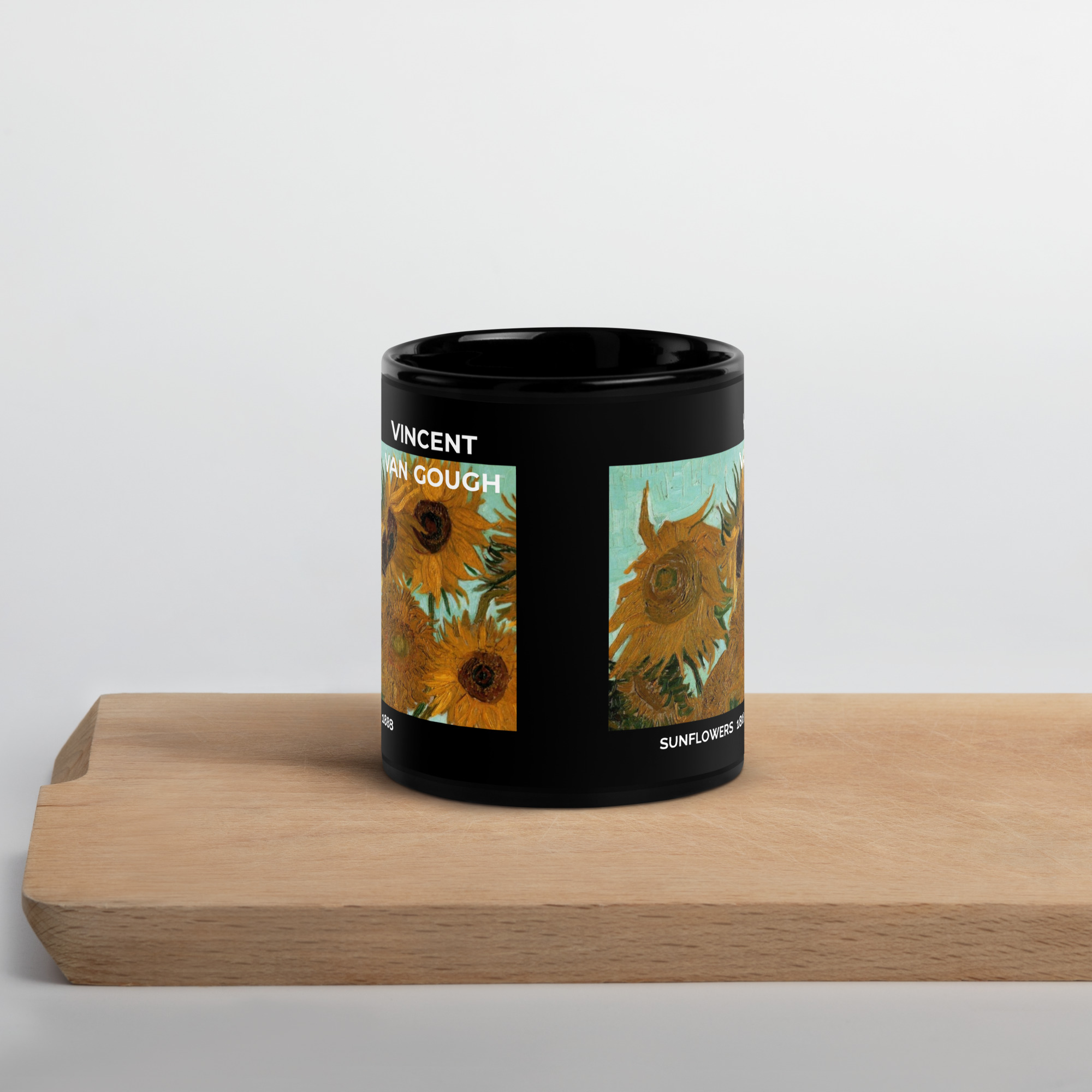 Sunflowers 1888 Black Glossy Mug - Image 2
