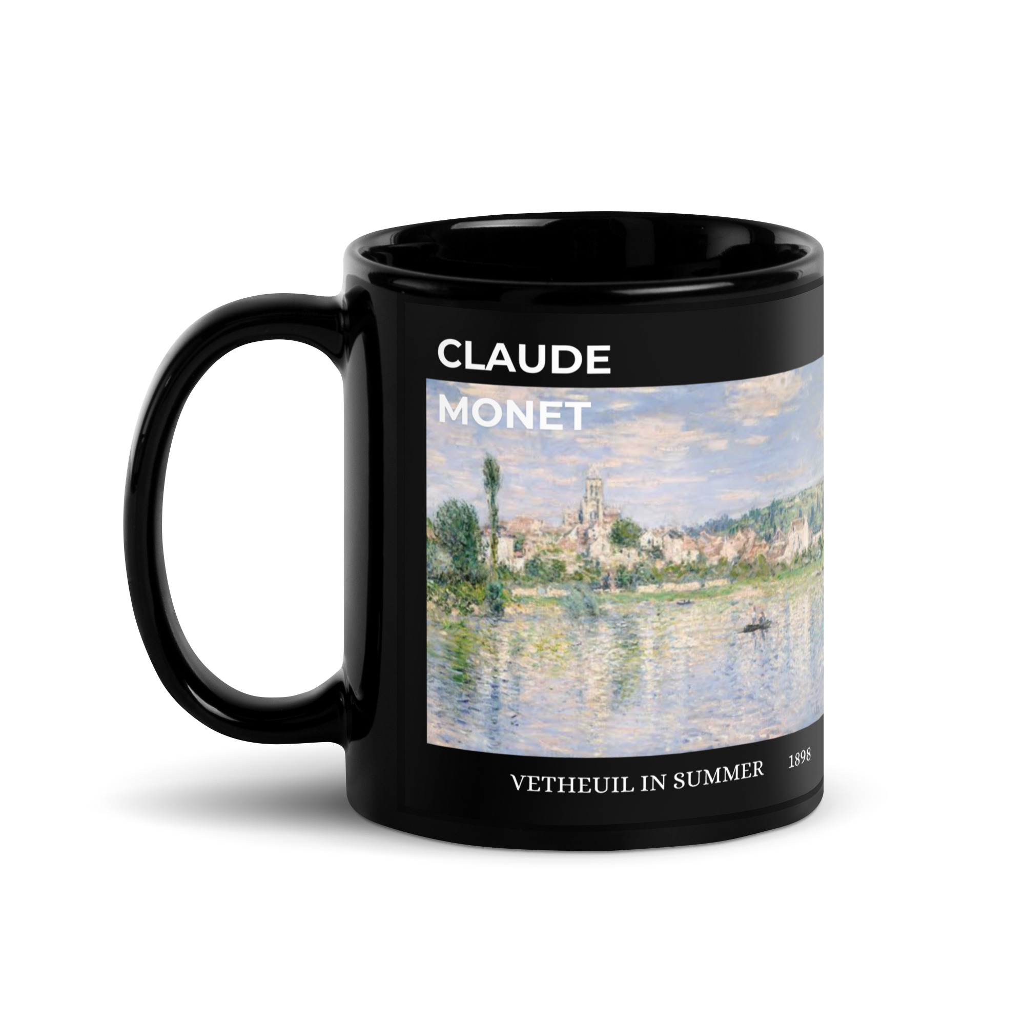 Vetheuil in Summer Black Glossy Mug - Image 2