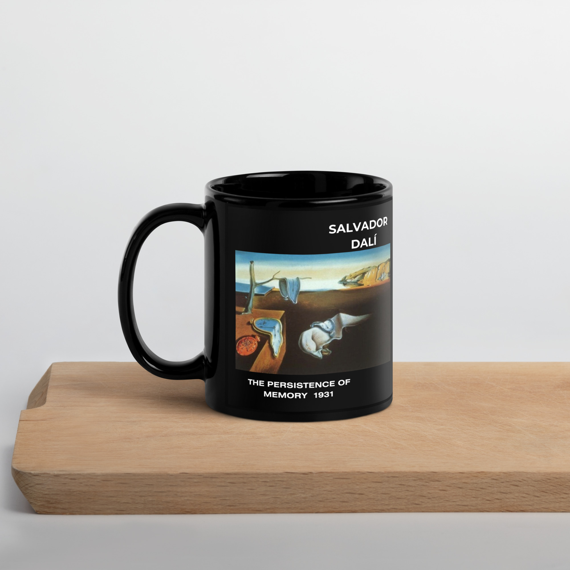 The Persistence of Memory Black Glossy Mug - Image 3