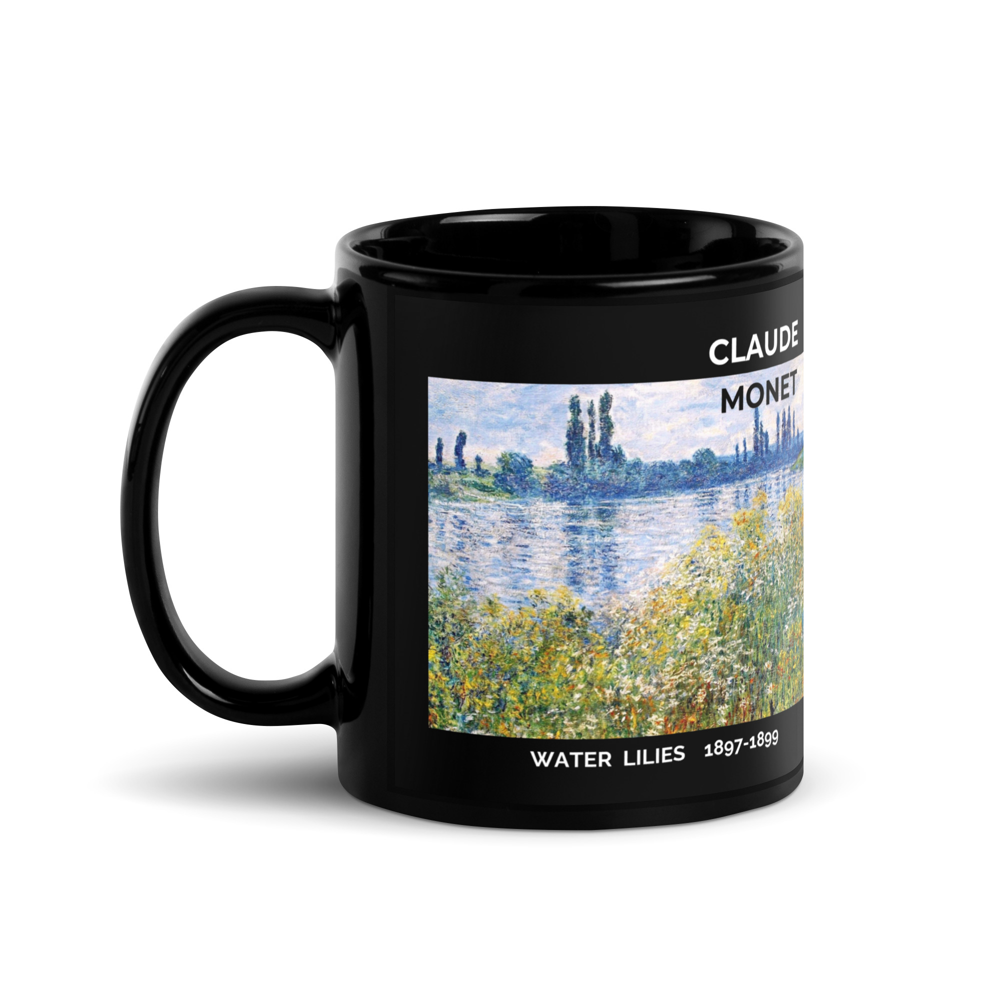 Water Lilies Black Glossy Mug - Image 2
