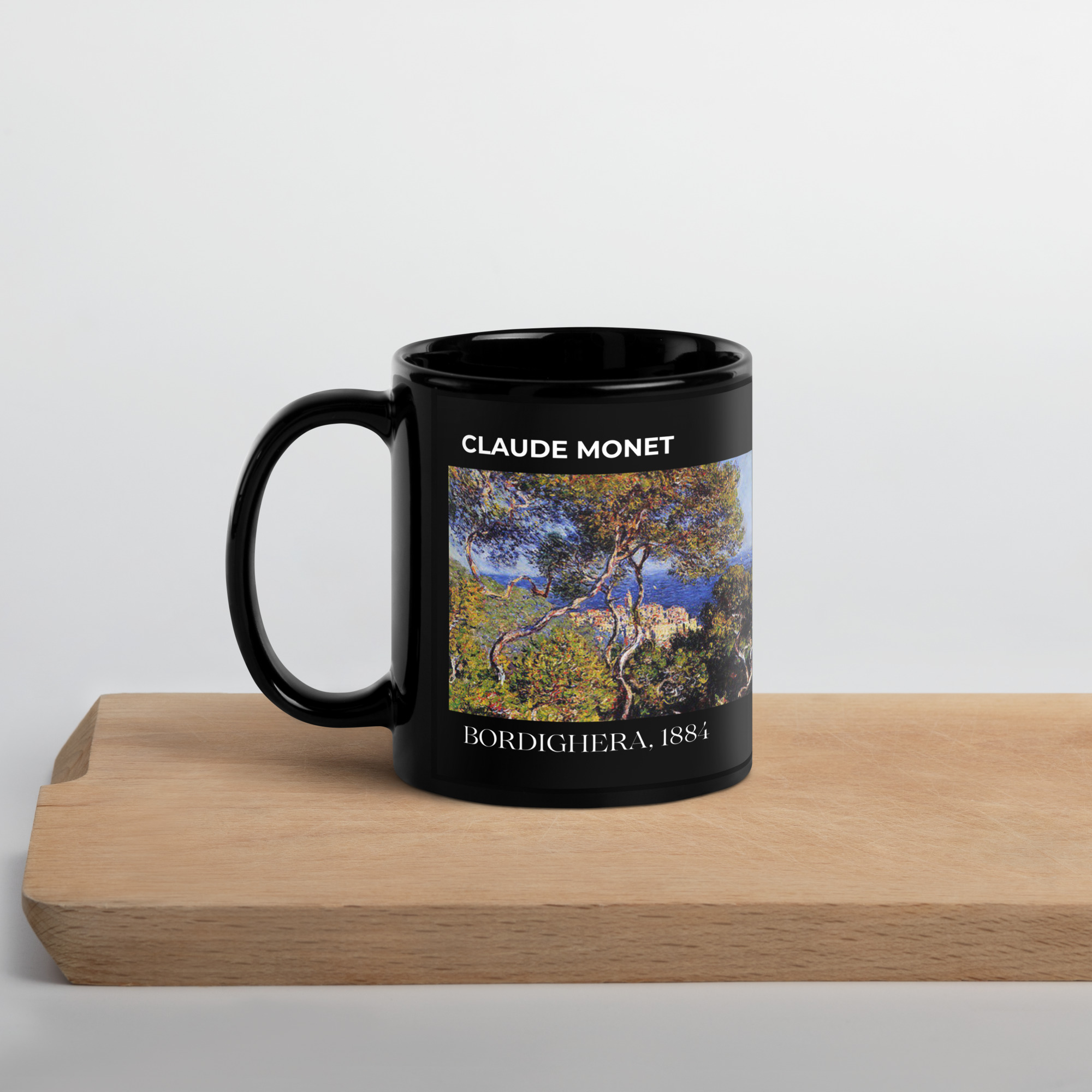 Bordighera, 1884Black Glossy Mug - Image 3