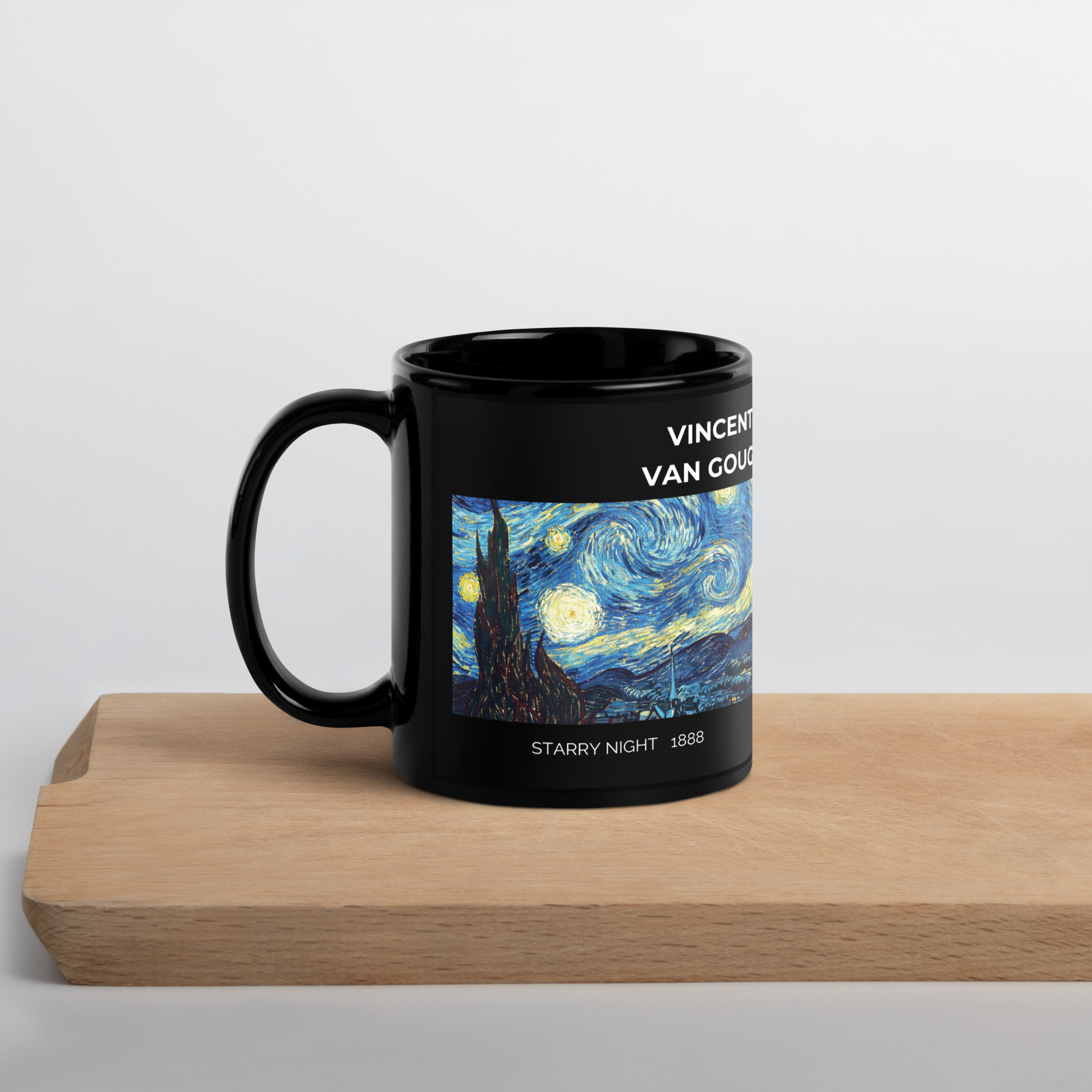 Starry night 1888 Black Glossy Mug - Image 3