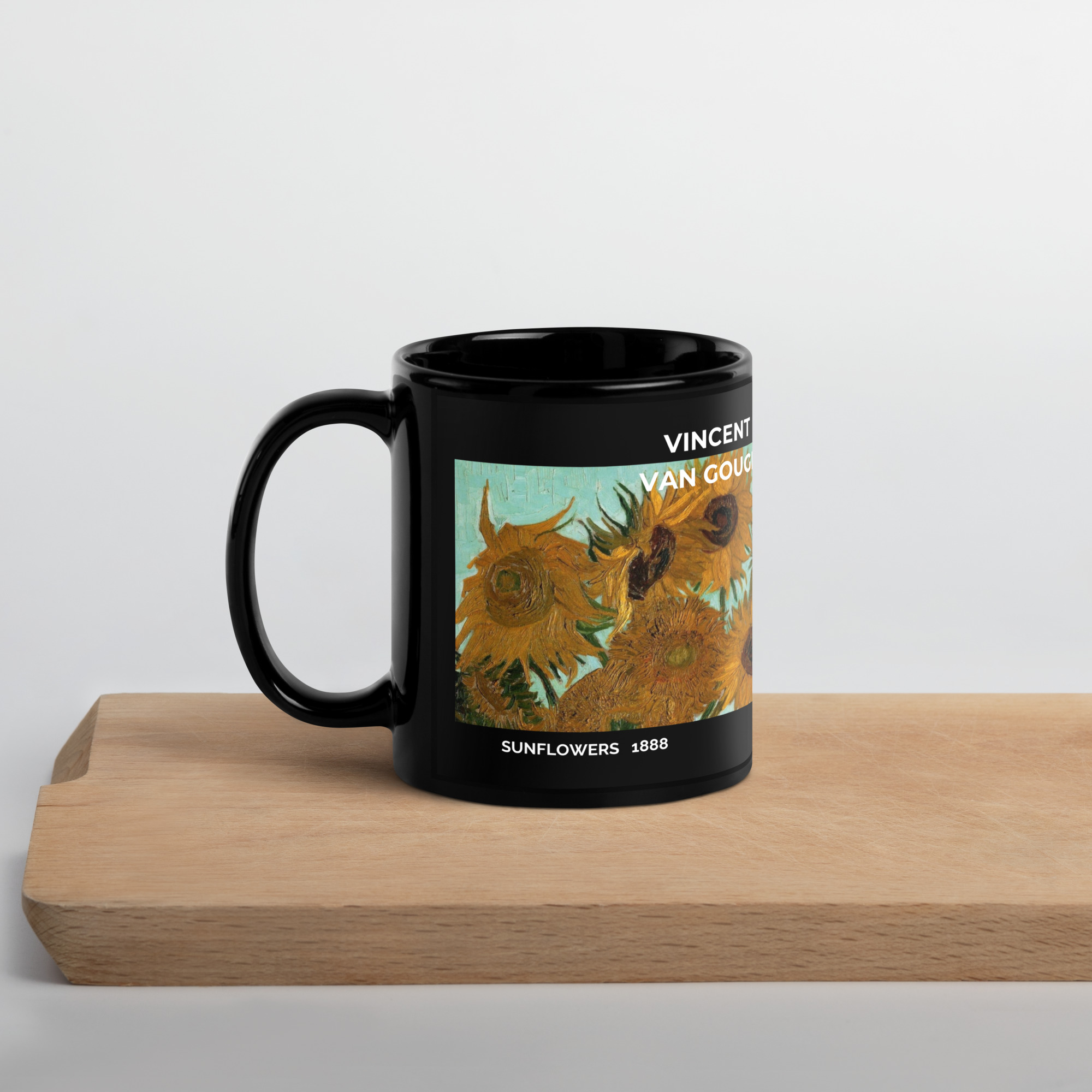 Sunflowers 1888 Black Glossy Mug - Image 3