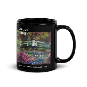 Bridge over a Pond of Water Lilies Black Glossy Mug
