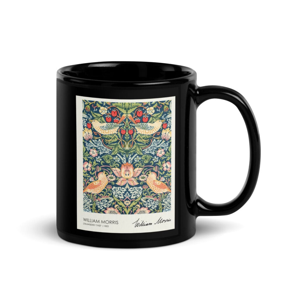 Strawberry Thief Black Glossy Mug
