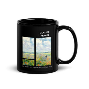 The Poppy Field near Argenteuil Black Glossy Mug