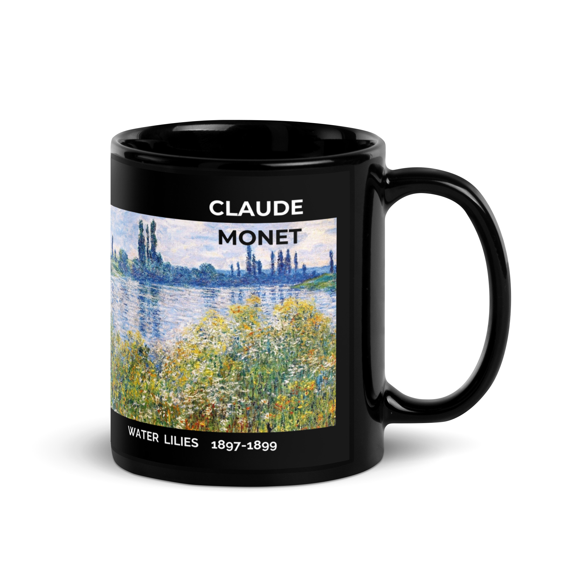 Water Lilies Black Glossy Mug