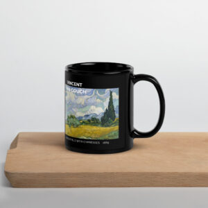 A Wheatfield with Cypresses Black Glossy Mug