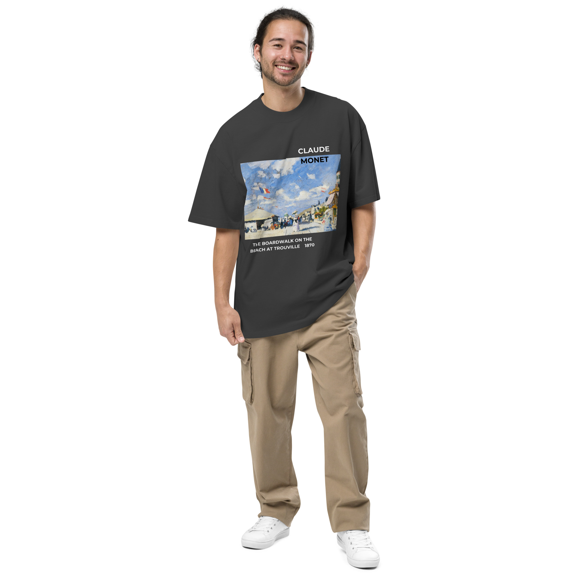 The Boardwalk on the Beach at Trouville Oversized faded t-shirt - Image 4