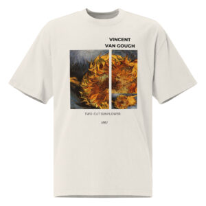 Two cut sunflower. Oversized faded t-shirt