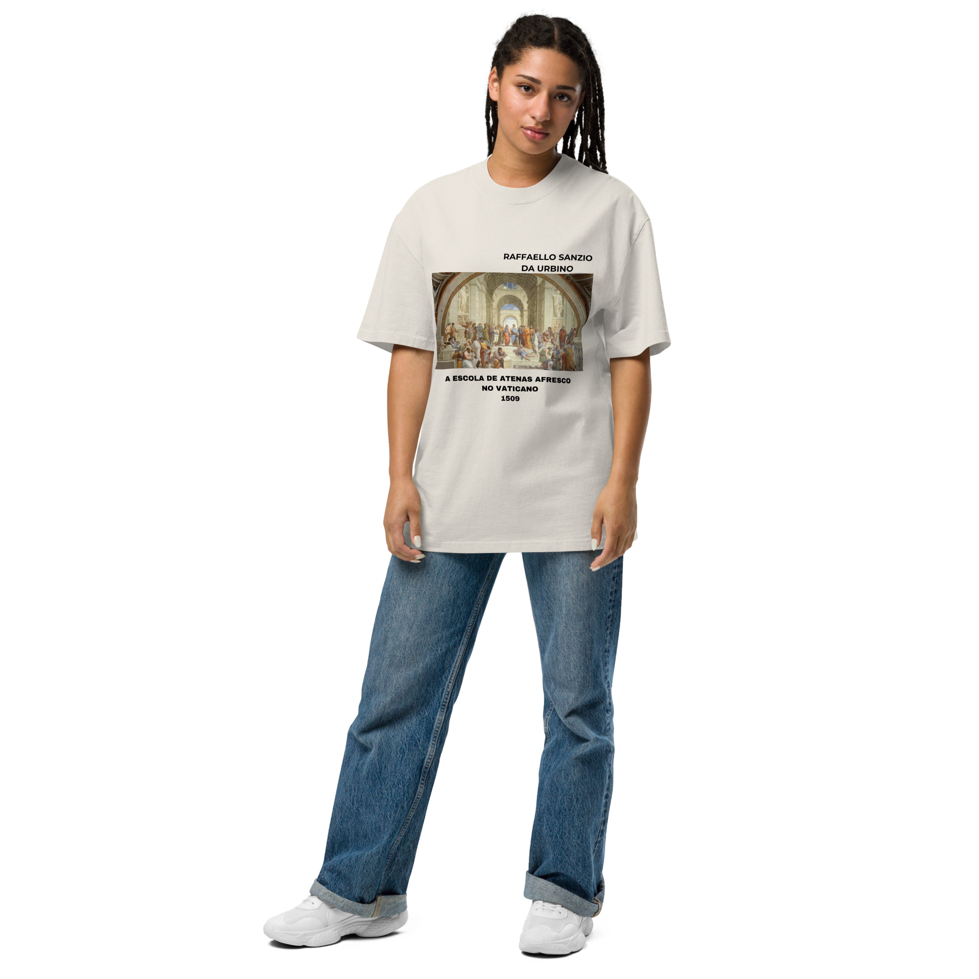 A Escola de Atenas afresco no Vaticano Oversized faded t-shirt - Image 2
