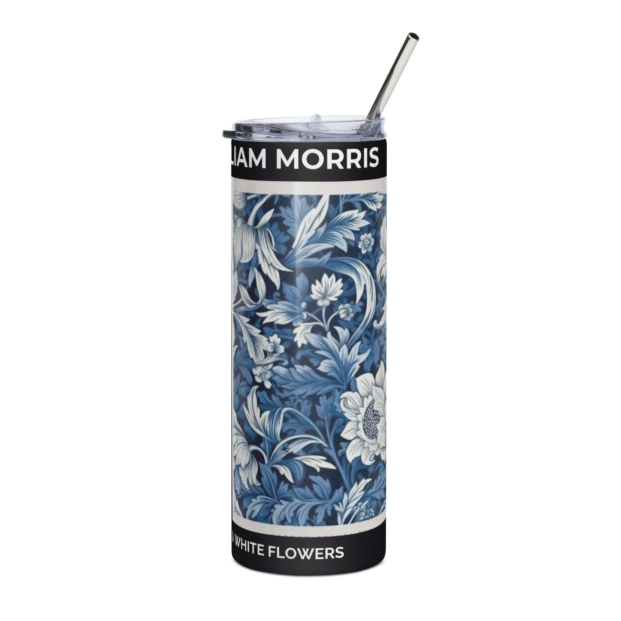 BLUE & WHITE FLOWERSStainless steel tumbler