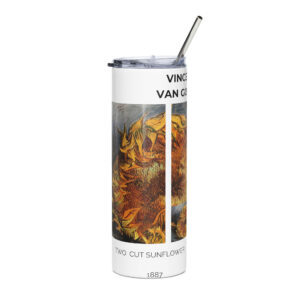Two  cut sunflower.  Stainless steel tumbler