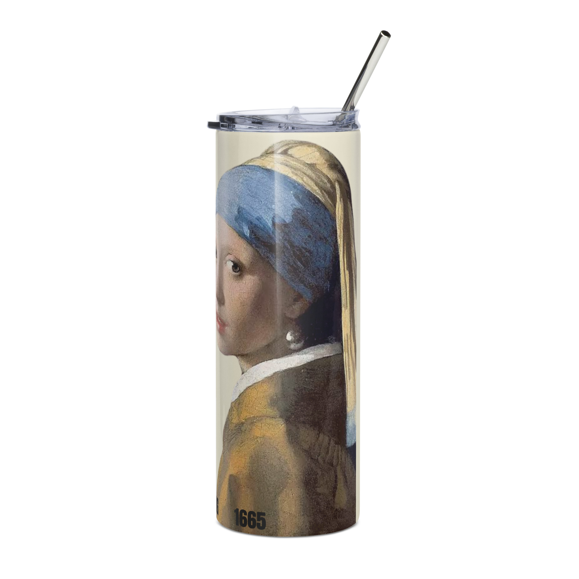 Girl with a Pearl Earring Stainless steel tumbler - Image 3