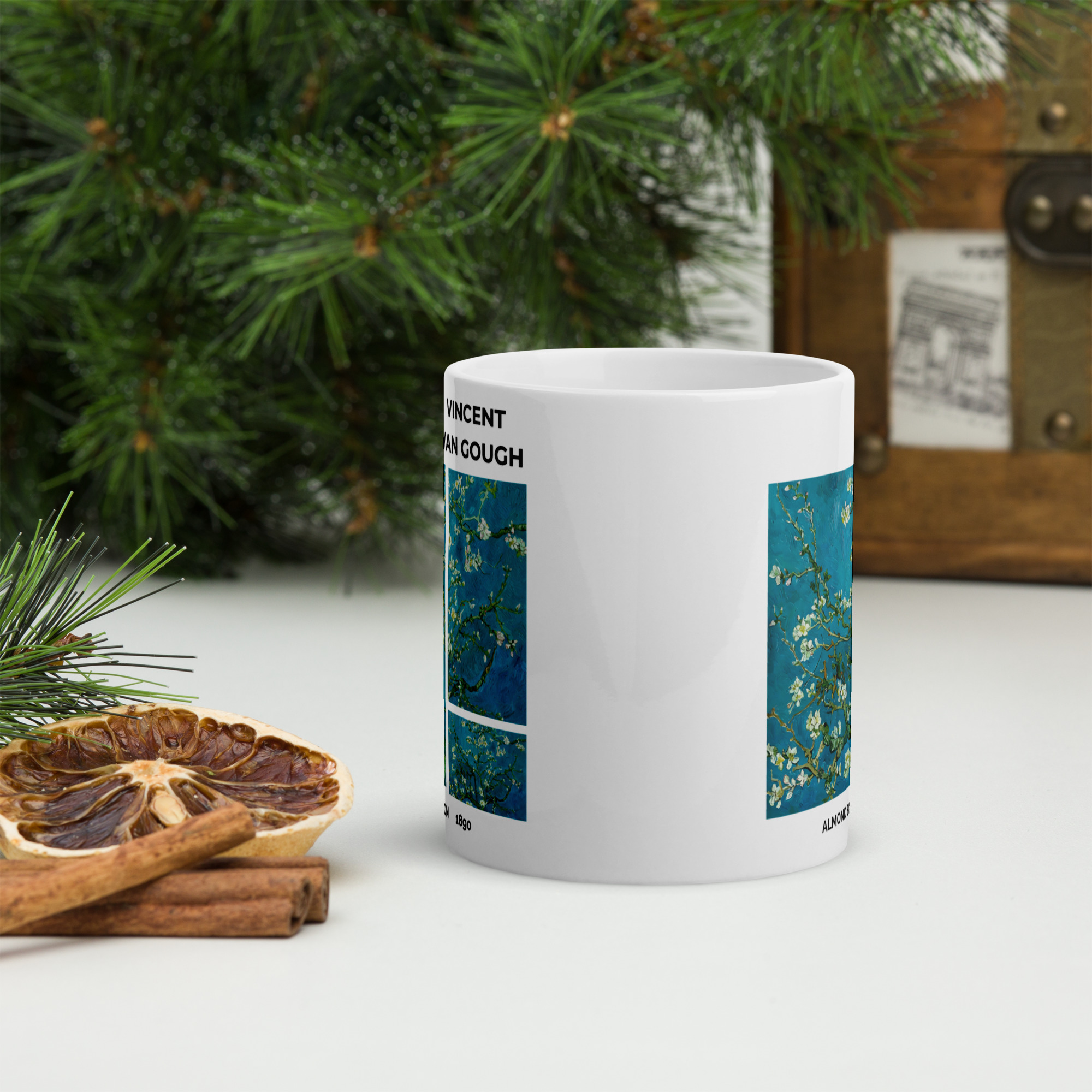 Almond - Blossoms White glossy mug - Image 3