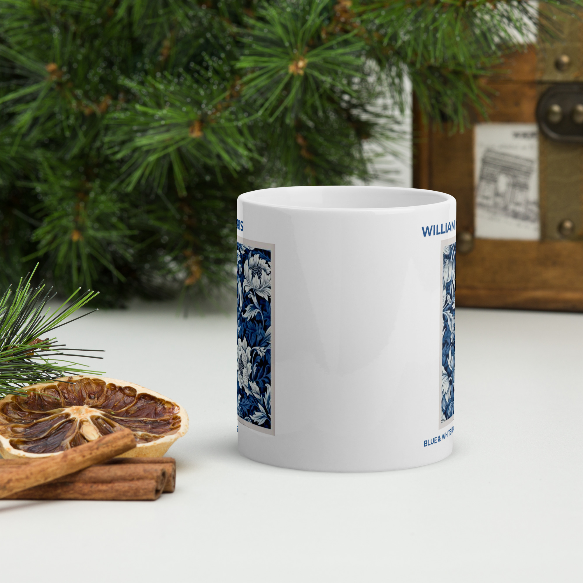 BLUE & WHITE FLOWERS White glossy mug - Image 3