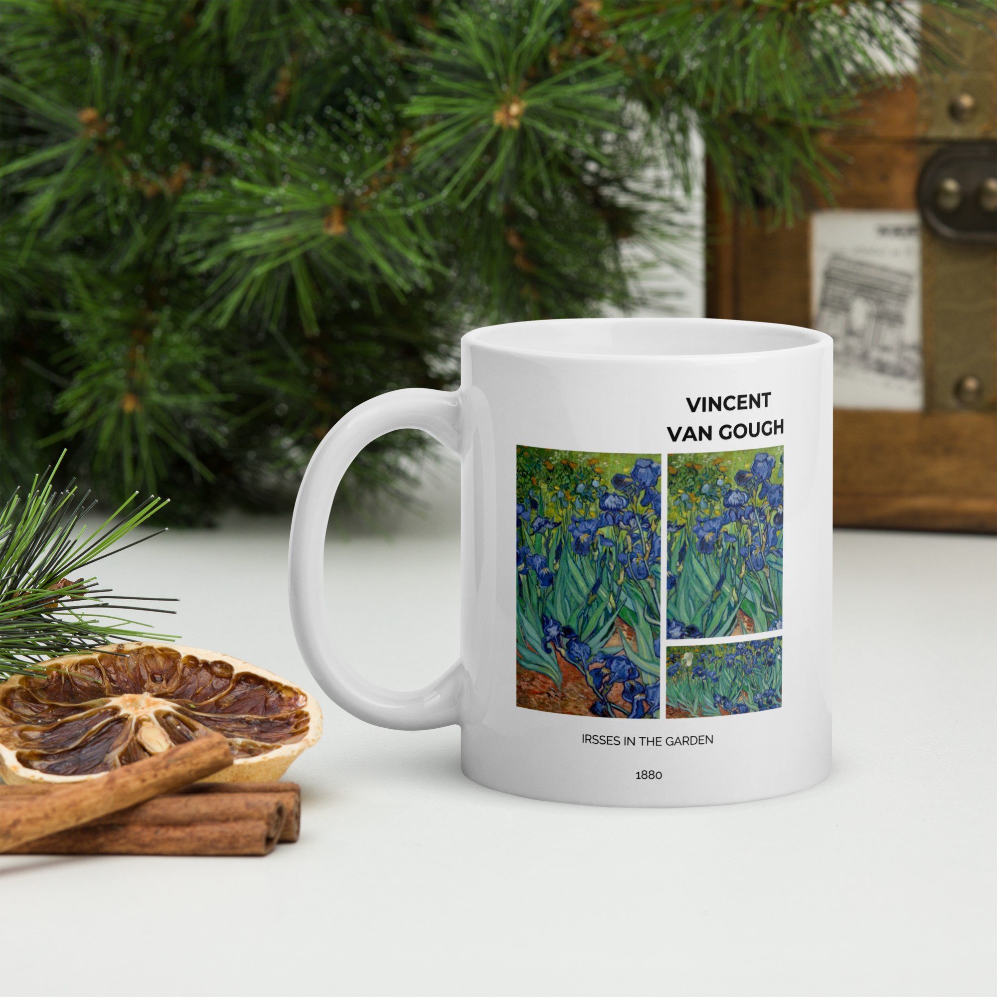 Irsses in the garden 1880 White glossy mug - Image 2