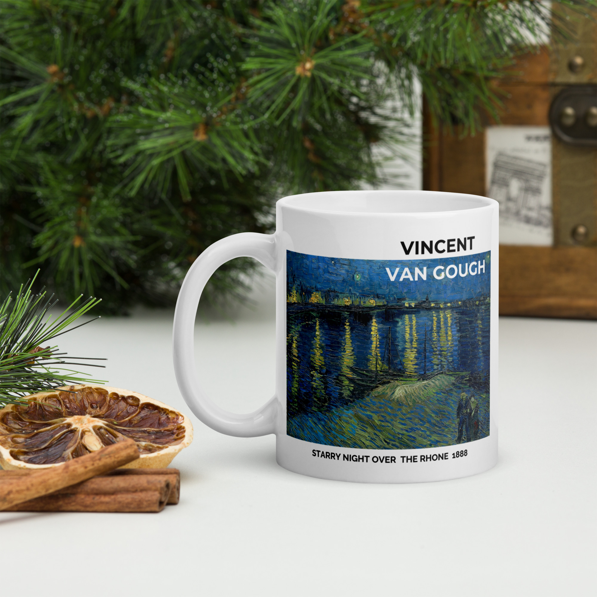 Starry night over the Rhone White glossy mug - Image 2