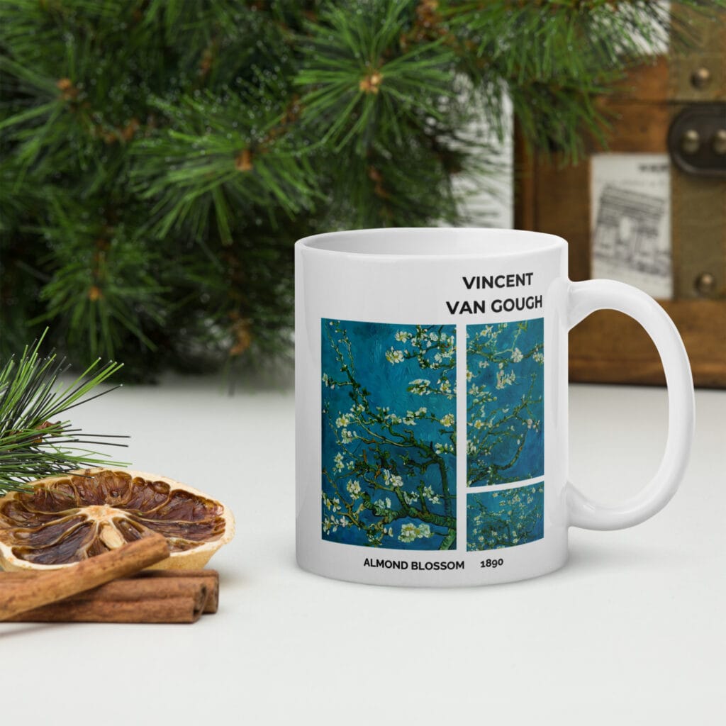 Almond - Blossoms White glossy mug