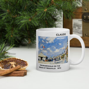 The Boardwalk on the Beach at Trouville White glossy mug