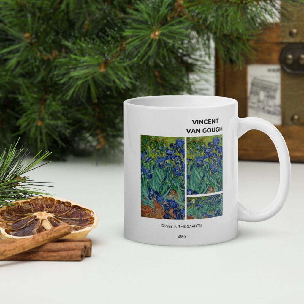 Irsses in the garden 1880 White glossy mug