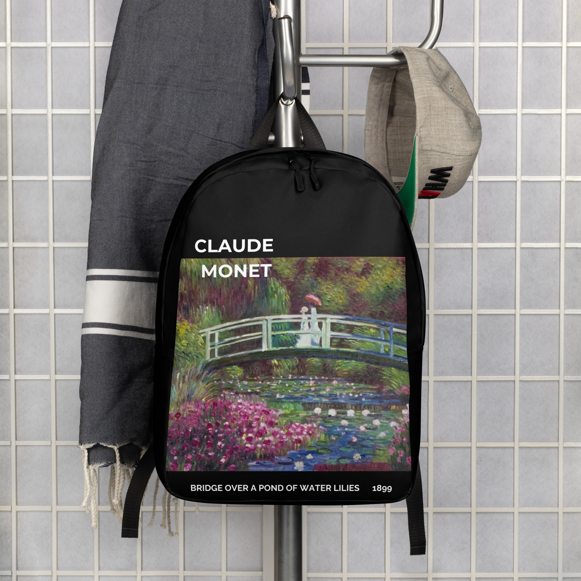 Bridge over a Pond of Water Lilies Minimalist Backpack - Image 3