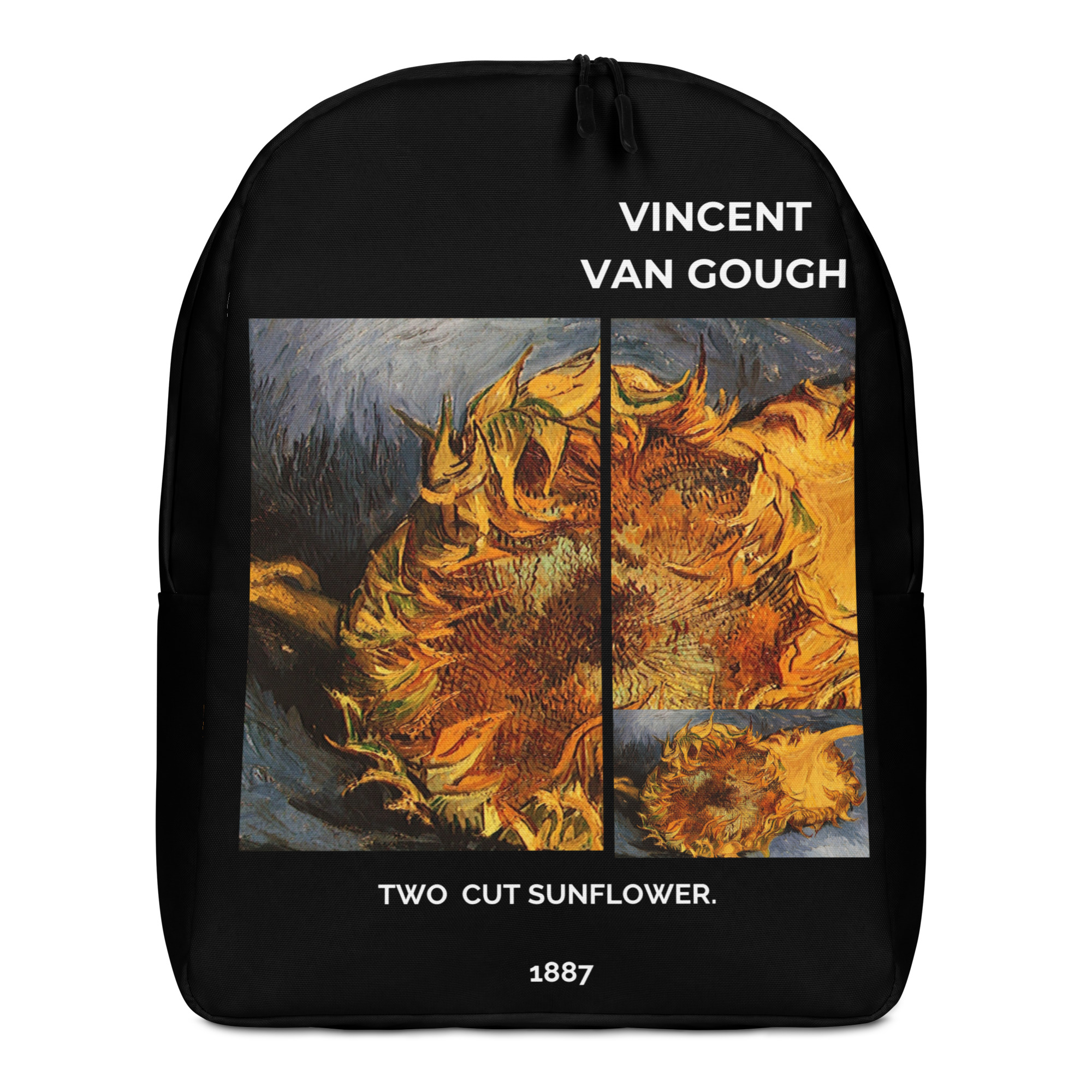 Two cut sunflower. Minimalist Backpack