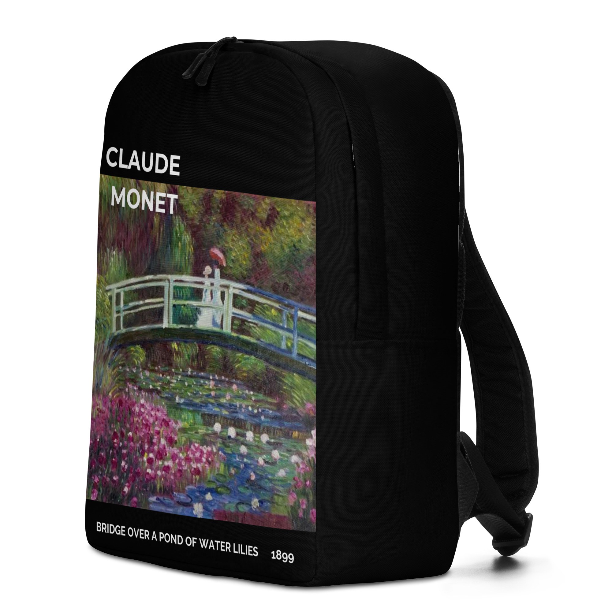 Bridge over a Pond of Water Lilies Minimalist Backpack - Image 4