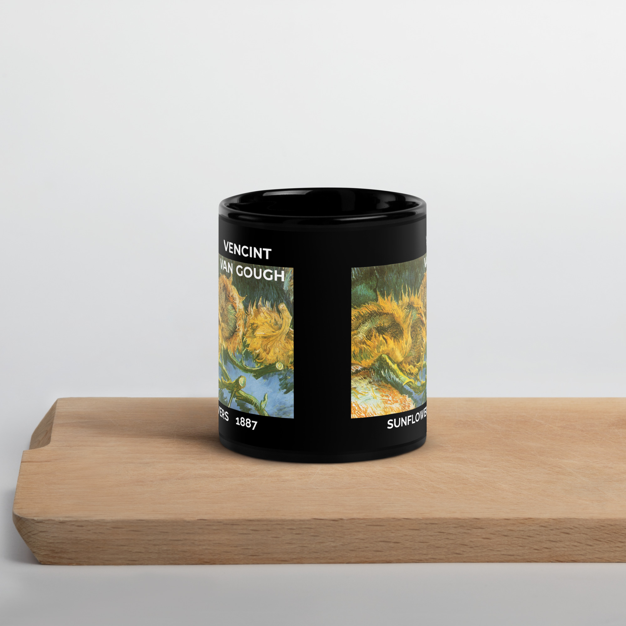 Sunflowers 1887 Black Glossy Mug - Image 2