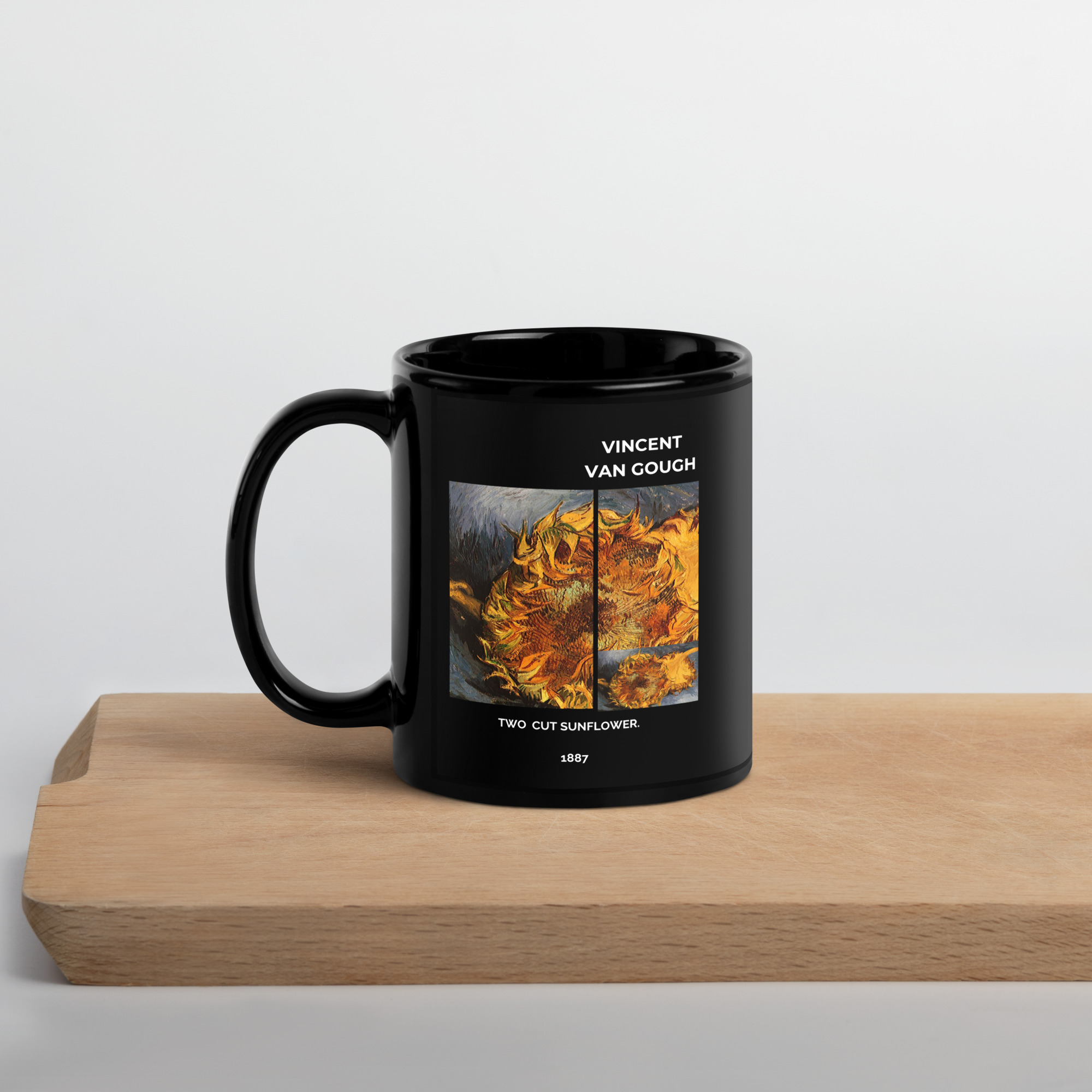Two cut sunflower. Black Glossy Mug - Image 3