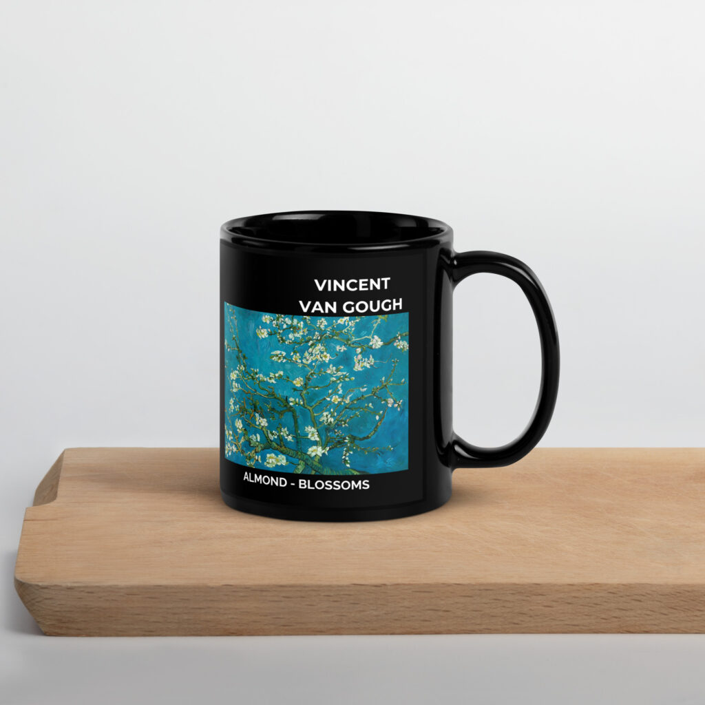Almond - Blossoms Black Glossy Mug