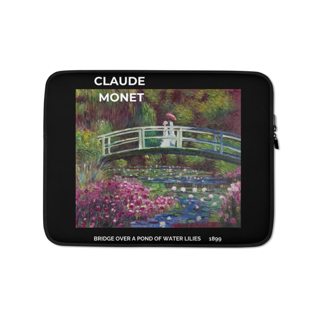 Bridge over a Pond of Water Lilies Laptop Sleeve