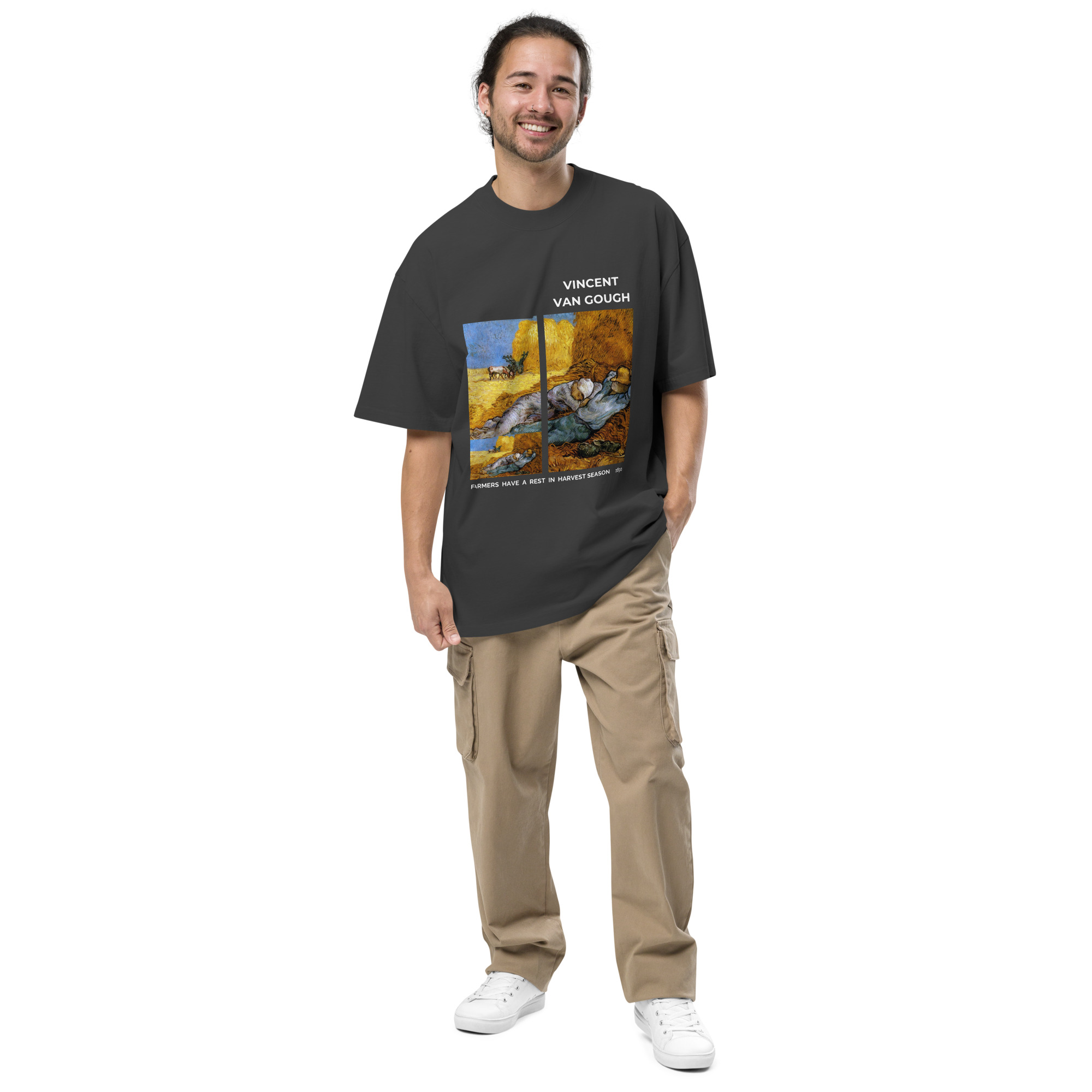 farmers have a rest in harvest season Oversized faded t-shirt - Image 3