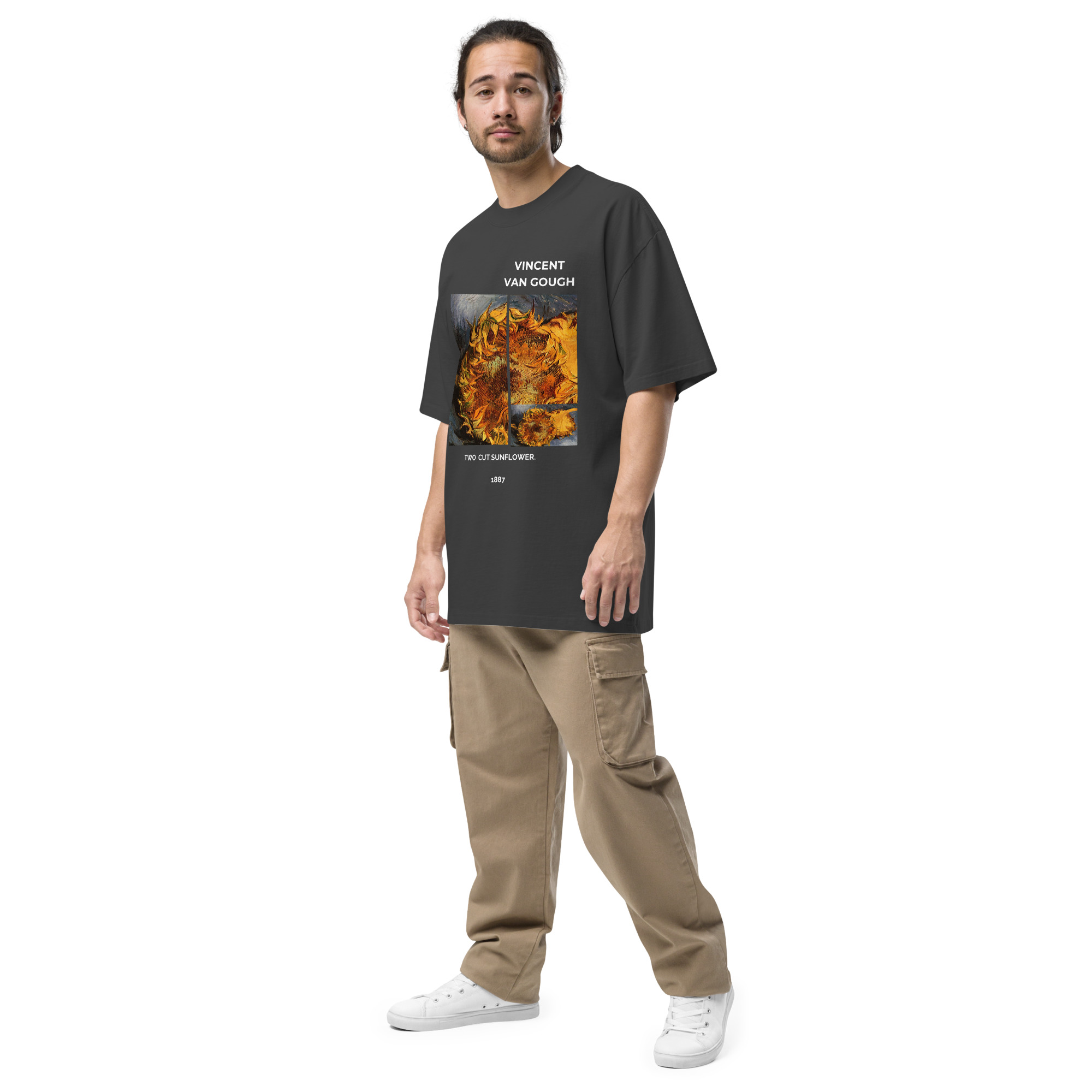 Two cut sunflower. Oversized faded t-shirt - Image 2