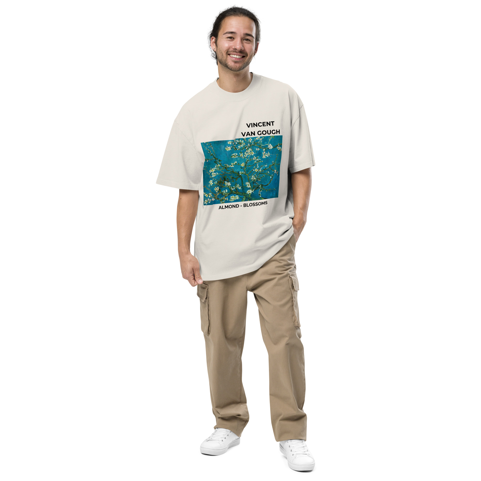 Almond - Blossoms Oversized faded t-shirt - Image 3