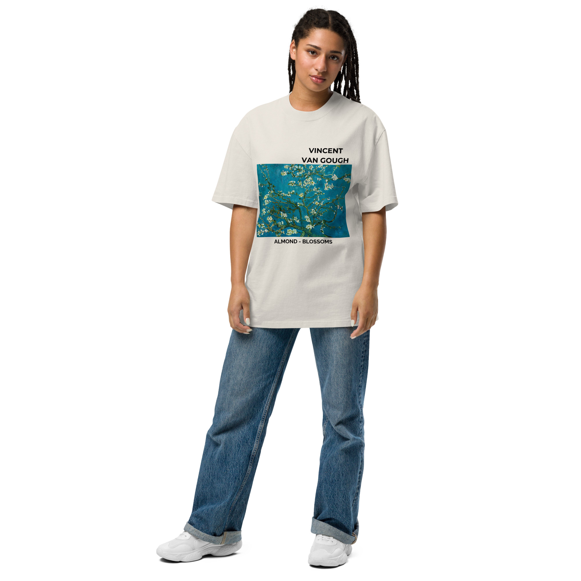 Almond - Blossoms Oversized faded t-shirt - Image 4