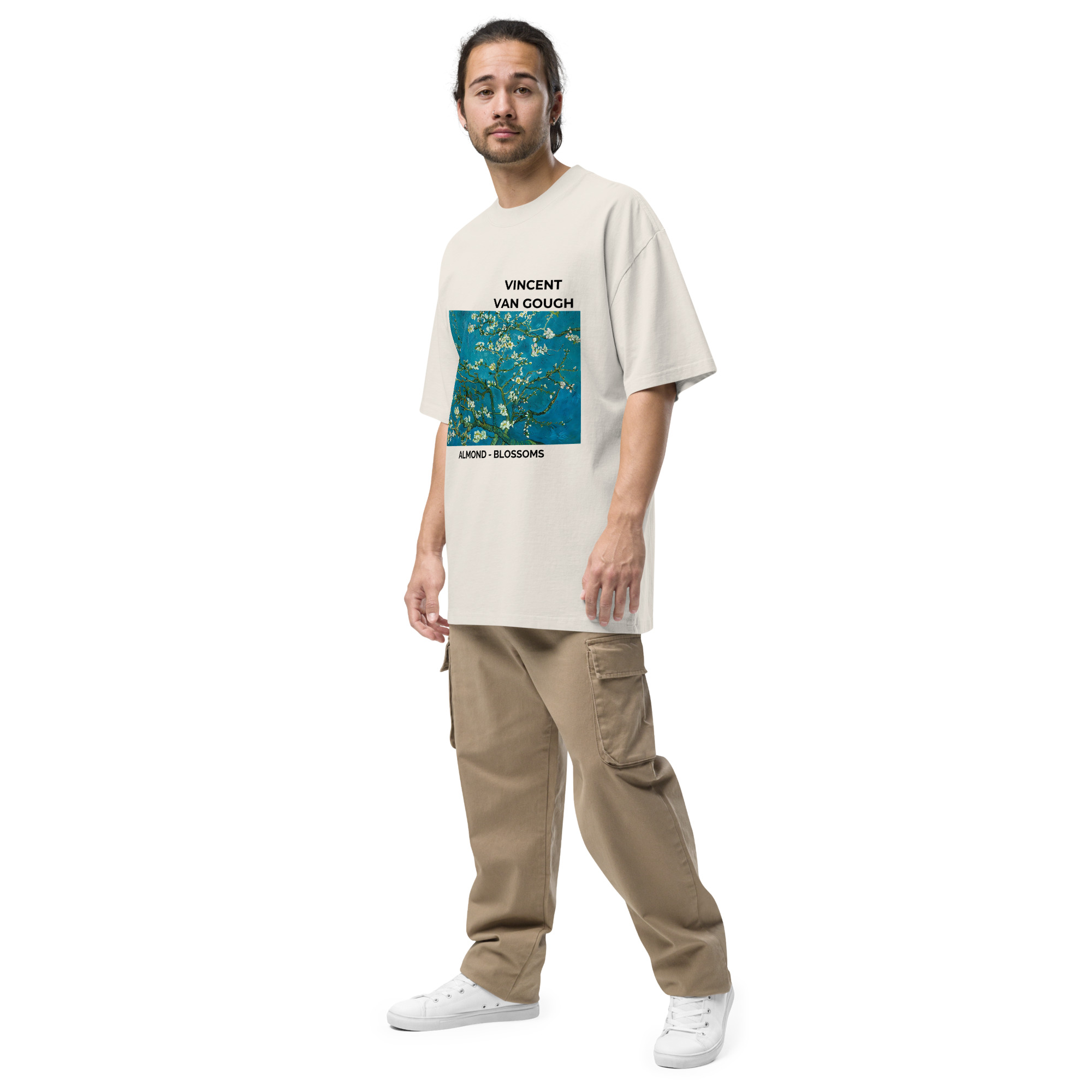 Almond - Blossoms Oversized faded t-shirt - Image 2