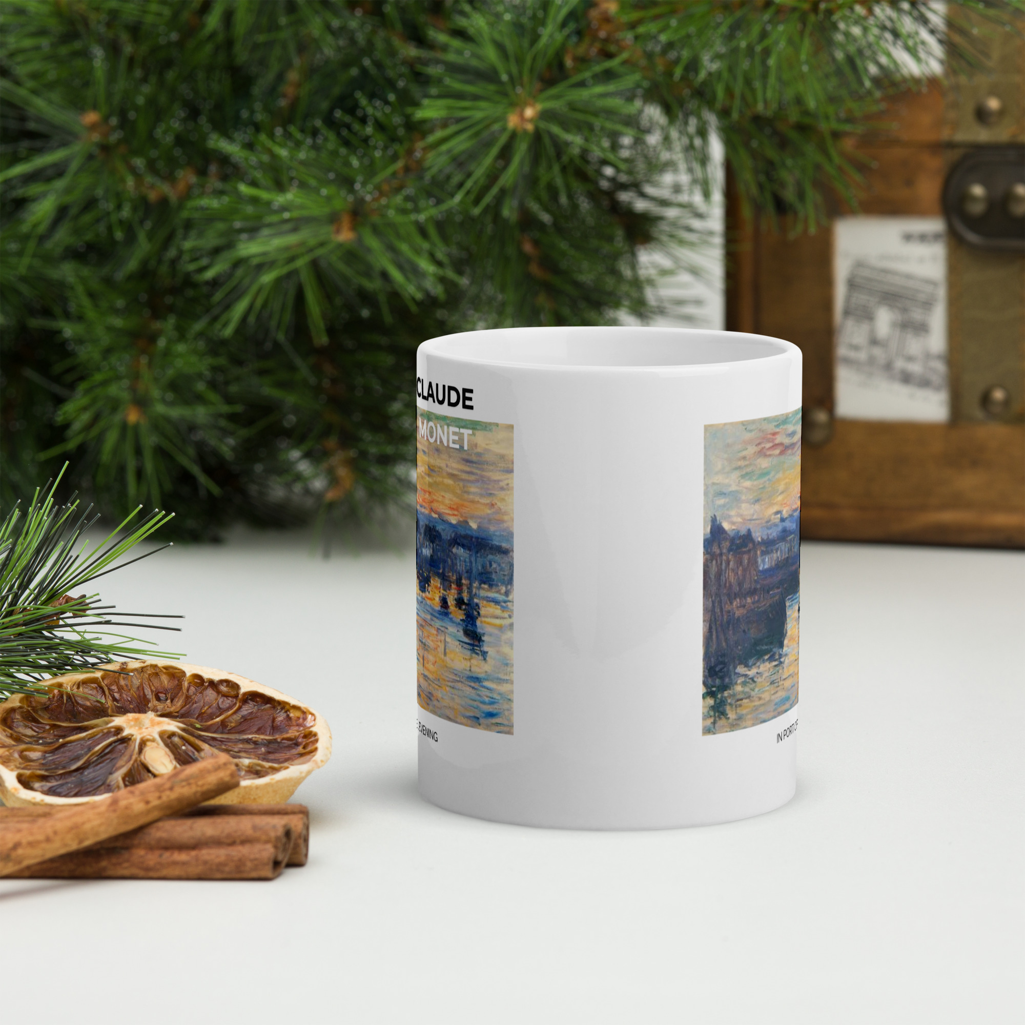 In port of Dieppe , Evening White glossy mug - Image 3