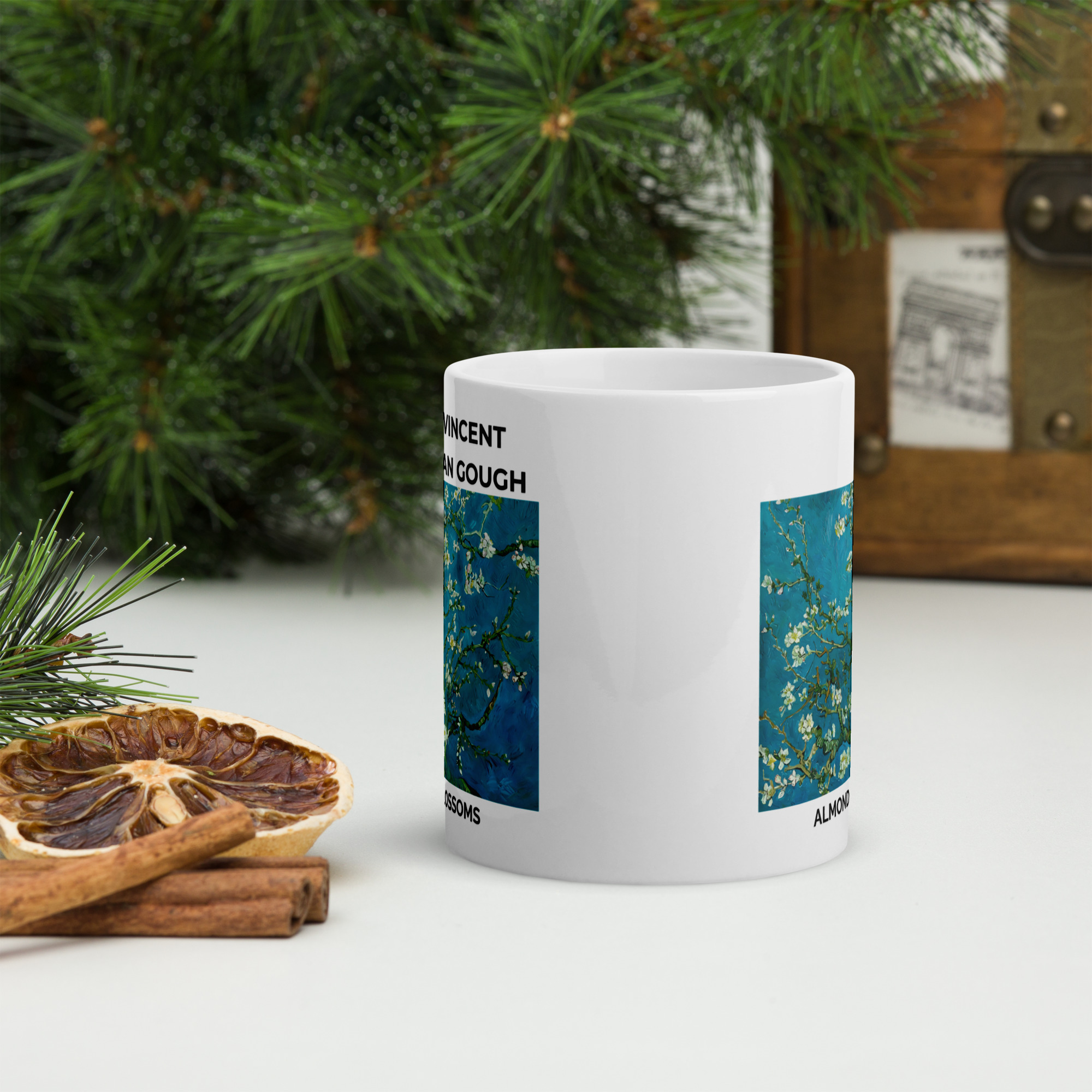 Almond - Blossoms White glossy mug - Image 3