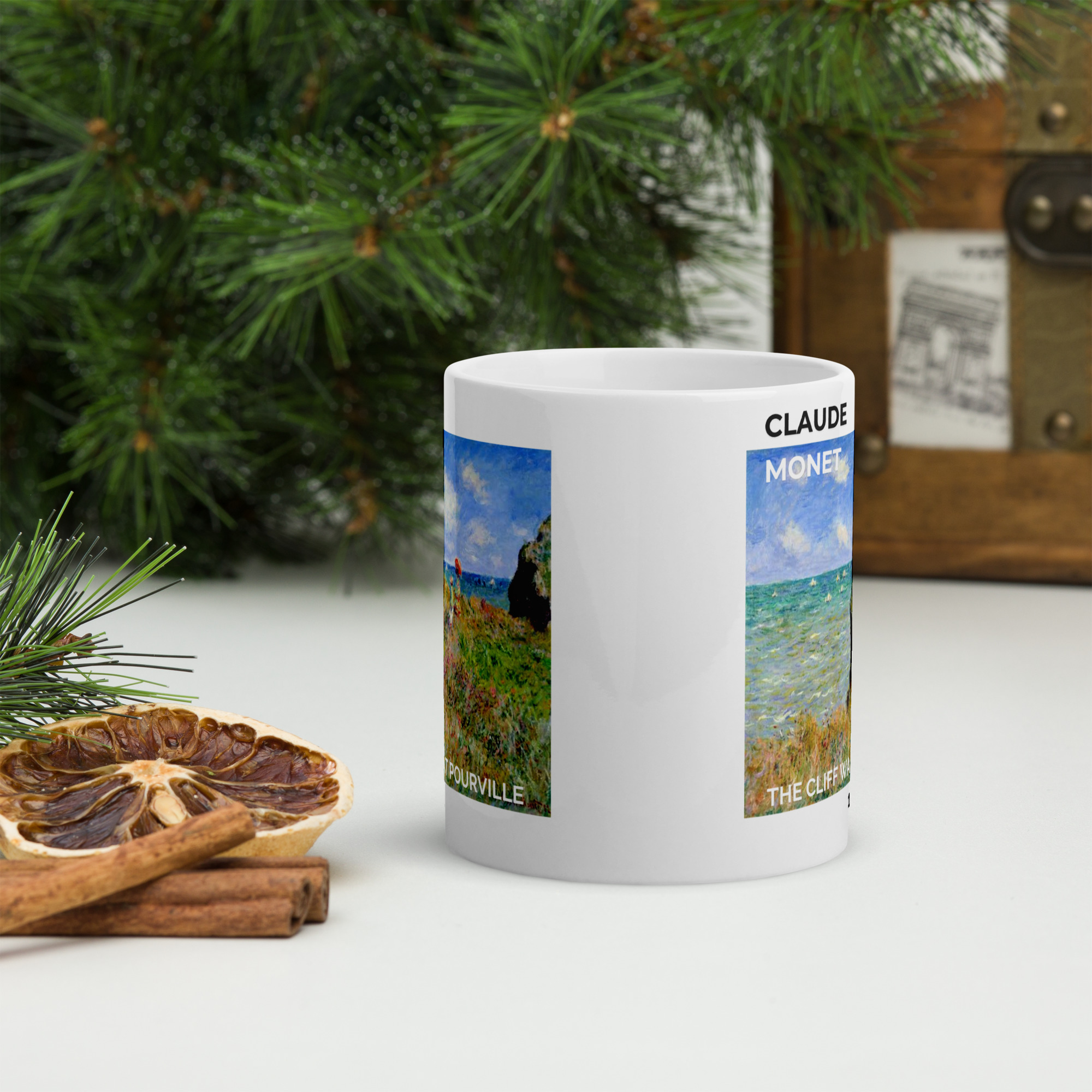 The Cliff Walk at Pourville White glossy mug - Image 3