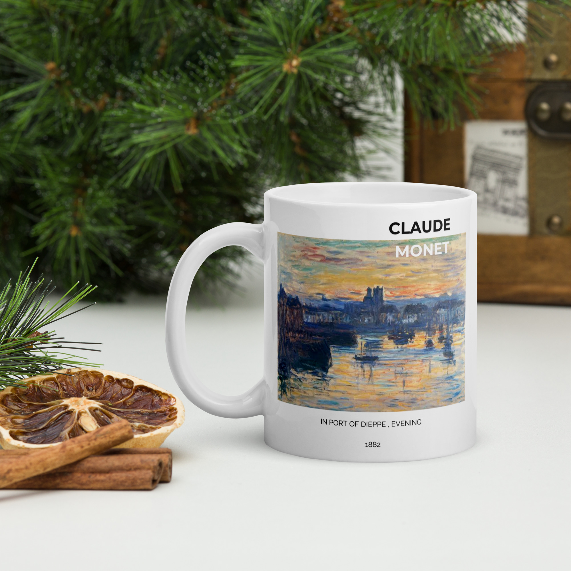 In port of Dieppe , Evening White glossy mug - Image 2