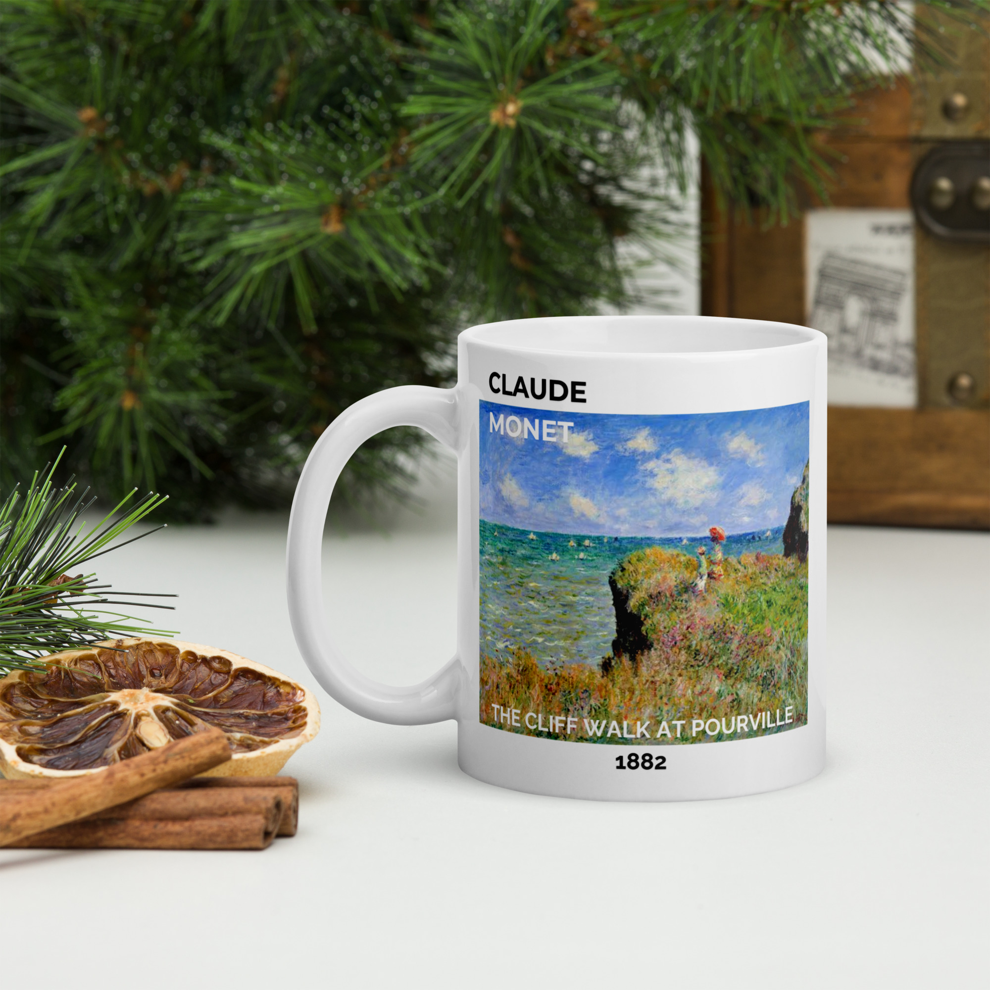 The Cliff Walk at Pourville White glossy mug - Image 2